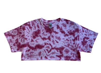 pink and white tie-dye pattern short sleeve t-shirt