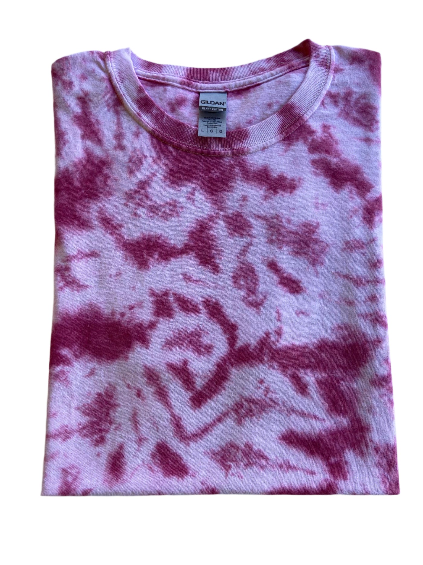 Folded pink and white tie-dye pattern short sleeve t-shirt